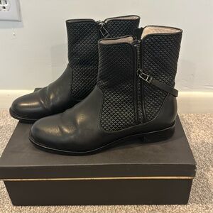 Leather motorcycle boots.